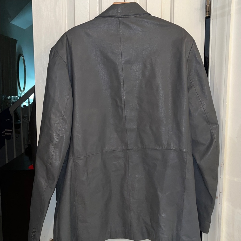 Gray Leather Blazer - image 6